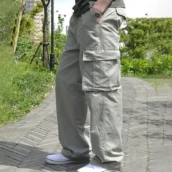 Sale OUKU Men's Cargo Pants Cargo Trousers Baggy Pants Flap Pocket Plain Breathable Outdoor Daily Big and Tall Black Green