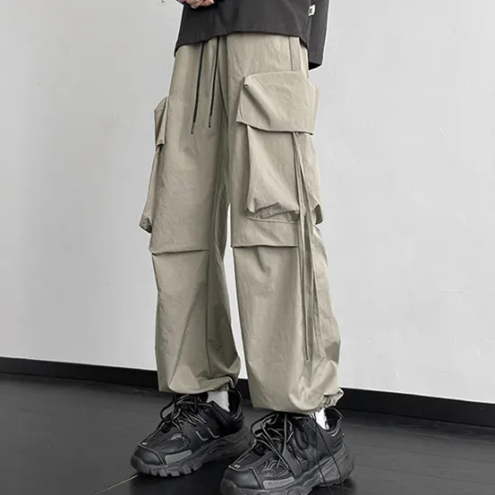 Clearance OUKU Men's Cargo Pants Cargo Trousers Baggy Pants Pocket Drawstring Elastic Waist Plain Comfort Breathable Outdoor Daily Going out Fashion Casual Black Khaki