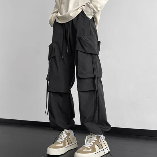 Clearance OUKU Men's Cargo Pants Cargo Trousers Baggy Pants Pocket Drawstring Elastic Waist Plain Comfort Breathable Outdoor Daily Going out Fashion Casual Black Khaki