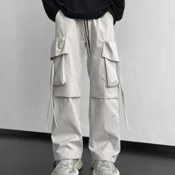 Clearance OUKU Men's Cargo Pants Cargo Trousers Baggy Pants Pocket Drawstring Elastic Waist Plain Comfort Breathable Outdoor Daily Going out Fashion Casual Black Khaki