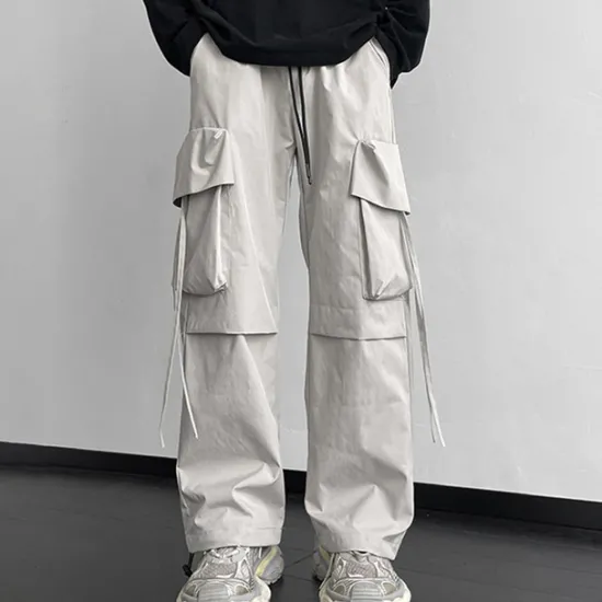 Clearance OUKU Men's Cargo Pants Cargo Trousers Baggy Pants Pocket Drawstring Elastic Waist Plain Comfort Breathable Outdoor Daily Going out Fashion Casual Black Khaki