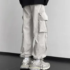 Clearance OUKU Men's Cargo Pants Cargo Trousers Baggy Pants Pocket Drawstring Elastic Waist Plain Comfort Breathable Outdoor Daily Going out Fashion Casual Black Khaki