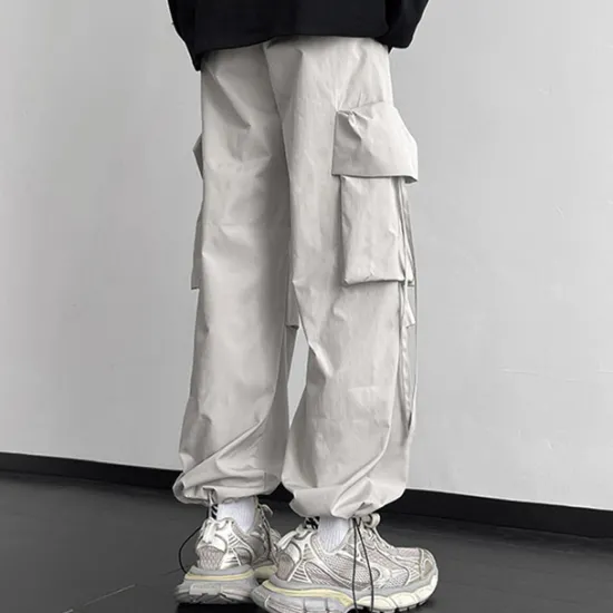 Clearance OUKU Men's Cargo Pants Cargo Trousers Baggy Pants Pocket Drawstring Elastic Waist Plain Comfort Breathable Outdoor Daily Going out Fashion Casual Black Khaki