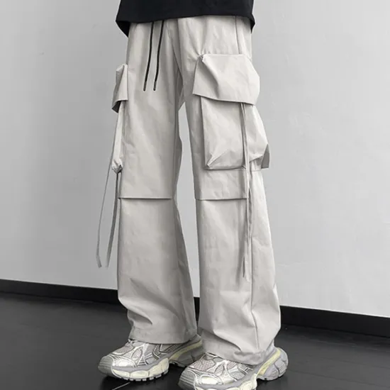Clearance OUKU Men's Cargo Pants Cargo Trousers Baggy Pants Pocket Drawstring Elastic Waist Plain Comfort Breathable Outdoor Daily Going out Fashion Casual Black Khaki