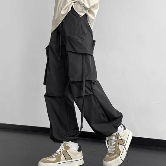 Clearance OUKU Men's Cargo Pants Cargo Trousers Baggy Pants Pocket Drawstring Elastic Waist Plain Comfort Breathable Outdoor Daily Going out Fashion Casual Black Khaki