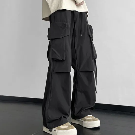 Clearance OUKU Men's Cargo Pants Cargo Trousers Baggy Pants Pocket Drawstring Elastic Waist Plain Comfort Breathable Outdoor Daily Going out Fashion Casual Black Khaki