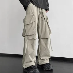 Clearance OUKU Men's Cargo Pants Cargo Trousers Baggy Pants Pocket Drawstring Elastic Waist Plain Comfort Breathable Outdoor Daily Going out Fashion Casual Black Khaki