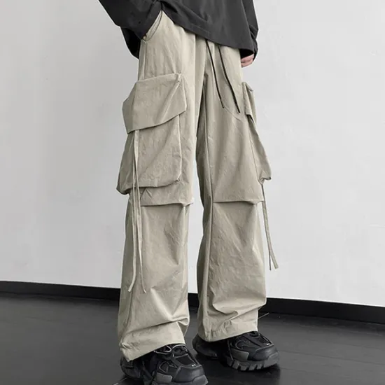 Clearance OUKU Men's Cargo Pants Cargo Trousers Baggy Pants Pocket Drawstring Elastic Waist Plain Comfort Breathable Outdoor Daily Going out Fashion Casual Black Khaki