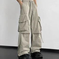 Clearance OUKU Men's Cargo Pants Cargo Trousers Baggy Pants Pocket Drawstring Elastic Waist Plain Comfort Breathable Outdoor Daily Going out Fashion Casual Black Khaki