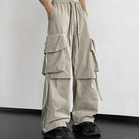 Clearance OUKU Men's Cargo Pants Cargo Trousers Baggy Pants Pocket Drawstring Elastic Waist Plain Comfort Breathable Outdoor Daily Going out Fashion Casual Black Khaki
