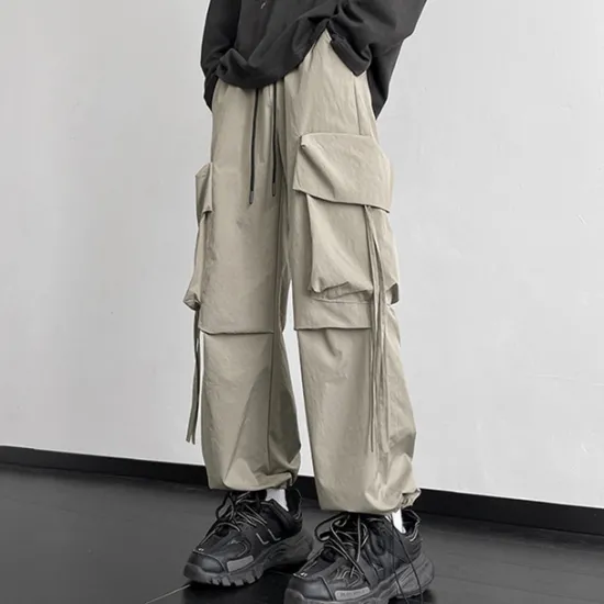 Clearance OUKU Men's Cargo Pants Cargo Trousers Baggy Pants Pocket Drawstring Elastic Waist Plain Comfort Breathable Outdoor Daily Going out Fashion Casual Black Khaki