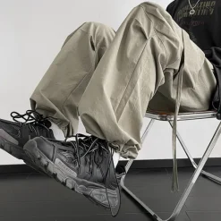 Clearance OUKU Men's Cargo Pants Cargo Trousers Baggy Pants Pocket Drawstring Elastic Waist Plain Comfort Breathable Outdoor Daily Going out Fashion Casual Black Khaki