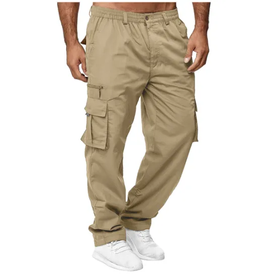 OUKU Men's Cargo Pants Cargo Trousers Combat Trousers Zipper Pocket Solid Color Breathable Quick Dry Daily Streetwear Classic Formal Denim Blue Deep card