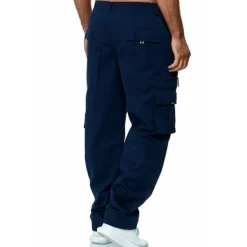 OUKU Men's Cargo Pants Cargo Trousers Combat Trousers Zipper Pocket Solid Color Breathable Quick Dry Daily Streetwear Classic Formal Denim Blue Deep card