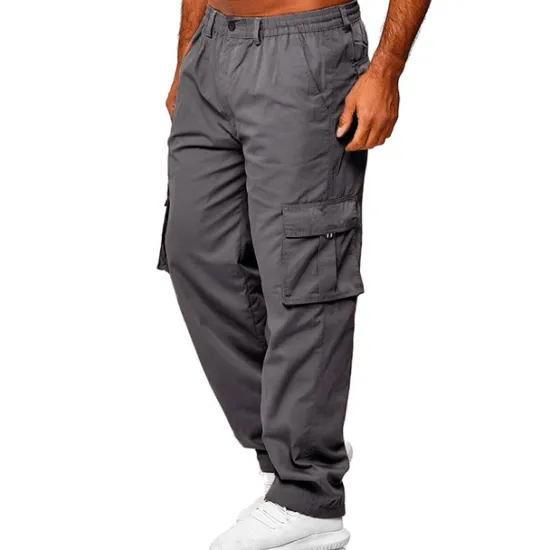 OUKU Men's Cargo Pants Cargo Trousers Combat Trousers Zipper Pocket Solid Color Breathable Quick Dry Daily Streetwear Classic Formal Denim Blue Deep card