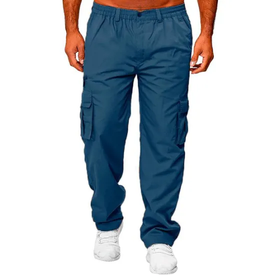 OUKU Men's Cargo Pants Cargo Trousers Combat Trousers Zipper Pocket Solid Color Breathable Quick Dry Daily Streetwear Classic Formal Denim Blue Deep card