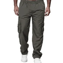 OUKU Men's Cargo Pants Cargo Trousers Combat Trousers Zipper Pocket Solid Color Breathable Quick Dry Daily Streetwear Classic Formal Denim Blue Deep card