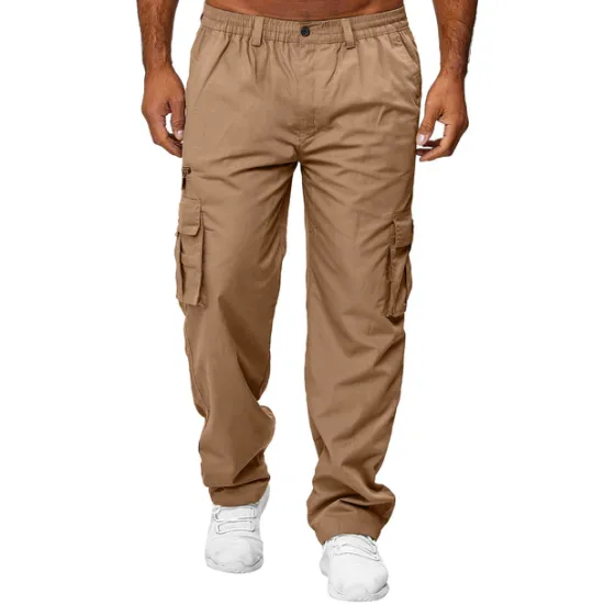 OUKU Men's Cargo Pants Cargo Trousers Combat Trousers Zipper Pocket Solid Color Breathable Quick Dry Daily Streetwear Classic Formal Denim Blue Deep card