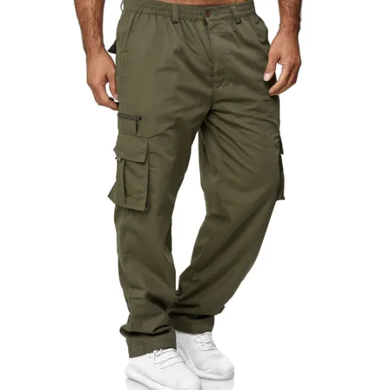 OUKU Men's Cargo Pants Cargo Trousers Combat Trousers Zipper Pocket Solid Color Breathable Quick Dry Daily Streetwear Classic Formal Denim Blue Deep card
