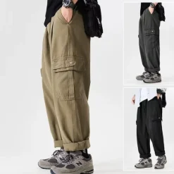 Hot OUKU Men's Cargo Pants Cargo Trousers Techwear Pocket Drawstring Elastic Waist Plain Comfort Breathable Outdoor Daily Going out Fashion Casual Black Brown