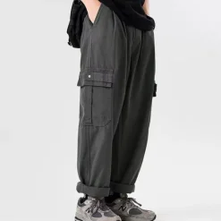 Hot OUKU Men's Cargo Pants Cargo Trousers Techwear Pocket Drawstring Elastic Waist Plain Comfort Breathable Outdoor Daily Going out Fashion Casual Black Brown