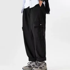 Hot OUKU Men's Cargo Pants Cargo Trousers Techwear Pocket Drawstring Elastic Waist Plain Comfort Breathable Outdoor Daily Going out Fashion Casual Black Brown