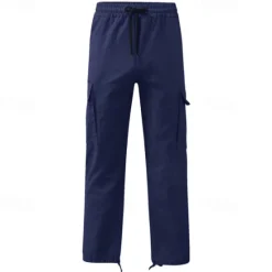 OUKU Men's Cargo Pants Cargo Trousers Drawstring Elastic Waist Multi Pocket Plain Wearable Outdoor Daily Camping & Hiking Fashion Classic Lake blue Black