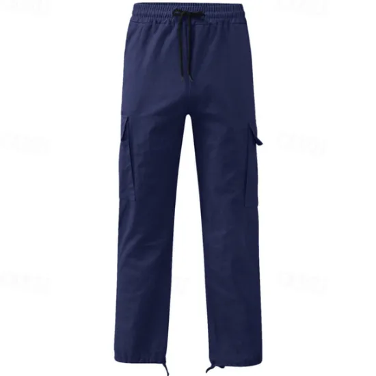 OUKU Men's Cargo Pants Cargo Trousers Drawstring Elastic Waist Multi Pocket Plain Wearable Outdoor Daily Camping & Hiking Fashion Classic Lake blue Black