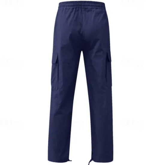 OUKU Men's Cargo Pants Cargo Trousers Drawstring Elastic Waist Multi Pocket Plain Wearable Outdoor Daily Camping & Hiking Fashion Classic Lake blue Black