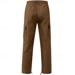 OUKU Men's Cargo Pants Cargo Trousers Drawstring Elastic Waist Multi Pocket Plain Wearable Outdoor Daily Camping & Hiking Fashion Classic Lake blue Black