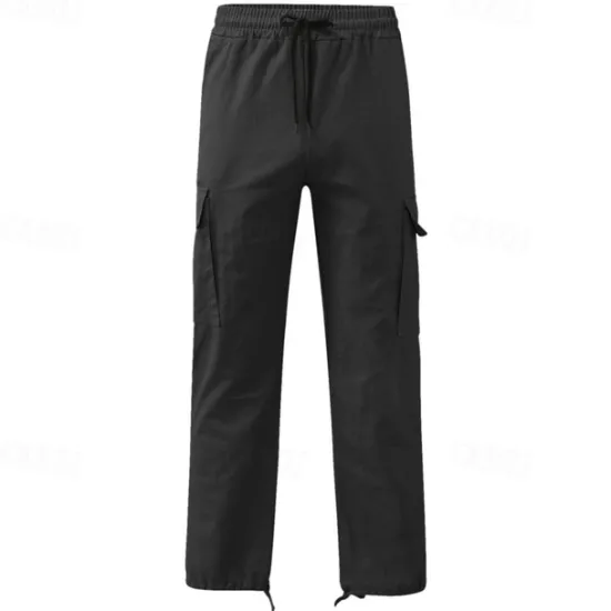 OUKU Men's Cargo Pants Cargo Trousers Drawstring Elastic Waist Multi Pocket Plain Wearable Outdoor Daily Camping & Hiking Fashion Classic Lake blue Black