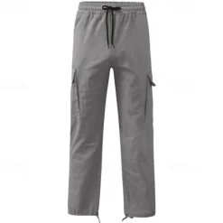 OUKU Men's Cargo Pants Cargo Trousers Drawstring Elastic Waist Multi Pocket Plain Wearable Outdoor Daily Camping & Hiking Fashion Classic Lake blue Black