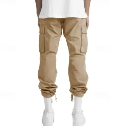 OUKU Men's Cargo Pants Cargo Trousers Drawstring Elastic Waist Multi Pocket Plain Wearable Outdoor Daily Camping & Hiking Fashion Classic Lake blue Black