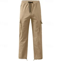OUKU Men's Cargo Pants Cargo Trousers Drawstring Elastic Waist Multi Pocket Plain Wearable Outdoor Daily Camping & Hiking Fashion Classic Lake blue Black