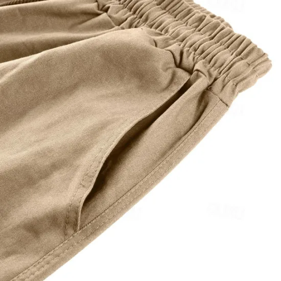 OUKU Men's Cargo Pants Cargo Trousers Drawstring Elastic Waist Multi Pocket Plain Wearable Outdoor Daily Camping & Hiking Fashion Classic Lake blue Black