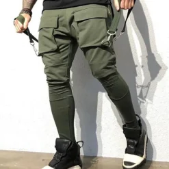 Best OUKU Men's Cargo Pants Cargo Trousers Techwear Pocket Plain Comfort Breathable Outdoor Daily Going out Fashion Casual Black Red