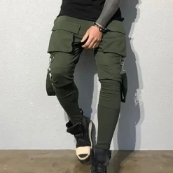 Best OUKU Men's Cargo Pants Cargo Trousers Techwear Pocket Plain Comfort Breathable Outdoor Daily Going out Fashion Casual Black Red