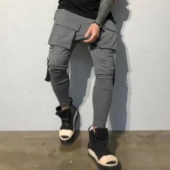 Best OUKU Men's Cargo Pants Cargo Trousers Techwear Pocket Plain Comfort Breathable Outdoor Daily Going out Fashion Casual Black Red