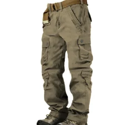 Discount OUKU Men's Cargo Pants Cargo Trousers Hiking Pants 8 Pocket Plain Comfort Breathable Outdoor Daily Going out Fashion Casual Gray Green Camouflage Black