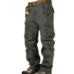 Discount OUKU Men's Cargo Pants Cargo Trousers Hiking Pants 8 Pocket Plain Comfort Breathable Outdoor Daily Going out Fashion Casual Gray Green Camouflage Black