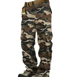 Discount OUKU Men's Cargo Pants Cargo Trousers Hiking Pants 8 Pocket Plain Comfort Breathable Outdoor Daily Going out Fashion Casual Gray Green Camouflage Black
