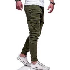 Clearance OUKU Men's Cargo Pants Cargo Trousers Joggers Trousers Elastic Waist Flap Pocket Solid Color Going out Weekend Streetwear Stylish Black Red