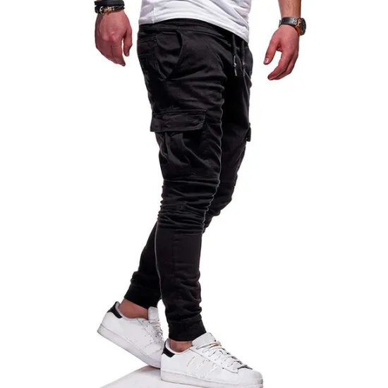 Clearance OUKU Men's Cargo Pants Cargo Trousers Joggers Trousers Elastic Waist Flap Pocket Solid Color Going out Weekend Streetwear Stylish Black Red