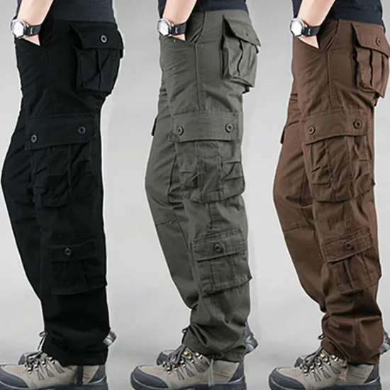 Clearance OUKU Men's Cargo Pants Cargo Trousers Hiking Pants Pocket Plain Comfort Breathable Outdoor Daily Going out Fashion Casual Camouflage Blue Camouflage Black