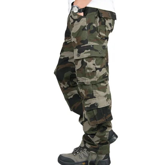 Clearance OUKU Men's Cargo Pants Cargo Trousers Hiking Pants Pocket Plain Comfort Breathable Outdoor Daily Going out Fashion Casual Camouflage Blue Camouflage Black