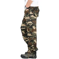 Clearance OUKU Men's Cargo Pants Cargo Trousers Hiking Pants Pocket Plain Comfort Breathable Outdoor Daily Going out Fashion Casual Camouflage Blue Camouflage Black