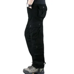 Clearance OUKU Men's Cargo Pants Cargo Trousers Hiking Pants Pocket Plain Comfort Breathable Outdoor Daily Going out Fashion Casual Camouflage Blue Camouflage Black