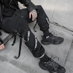 Clearance OUKU Men's Cargo Pants Cargo Trousers Techwear Pocket Drawstring Plain Comfort Breathable Outdoor Daily Going out Fashion Casual Micro-elastic Black