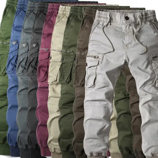 Hot OUKU Men's Cargo Pants Cargo Trousers Trousers Drawstring Elastic Waist Multi Pocket Solid Color Casual Daily Daily Wear Fashion Classic grey blue Black