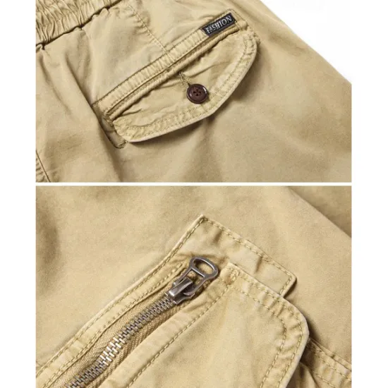 Hot OUKU Men's Cargo Pants Cargo Trousers Trousers Drawstring Elastic Waist Multi Pocket Solid Color Casual Daily Daily Wear Fashion Classic grey blue Black